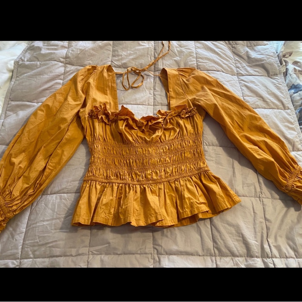 Free People Boho Orange Long Sleeved Top